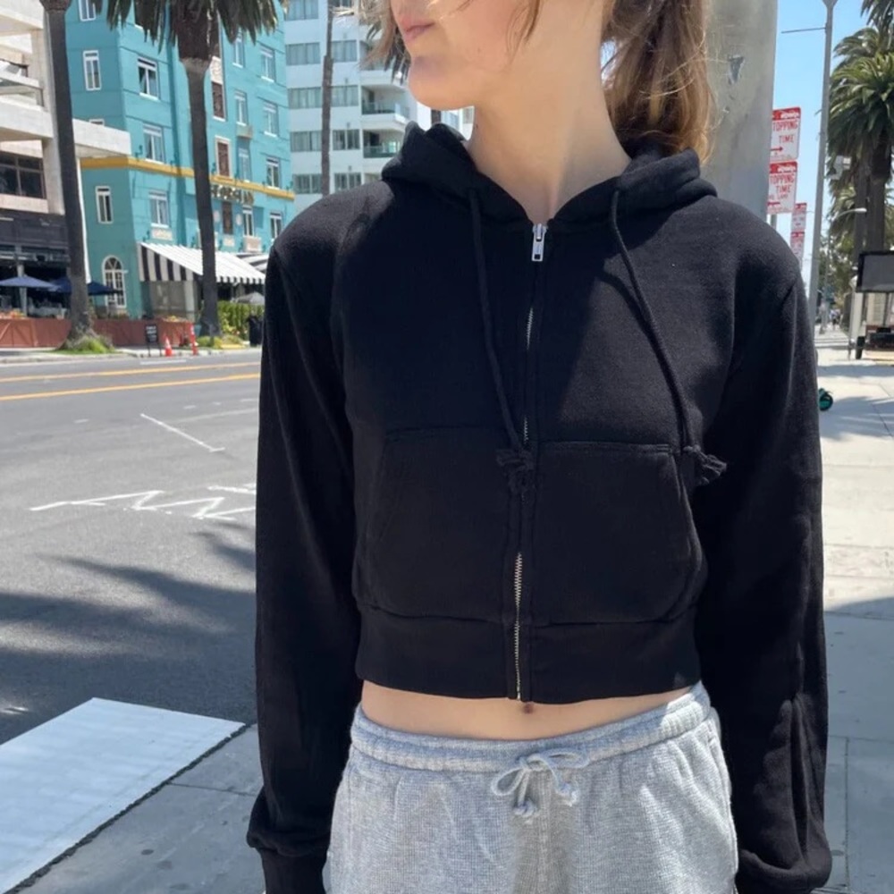 Brandy Melville Cropped Crystal Hoodie